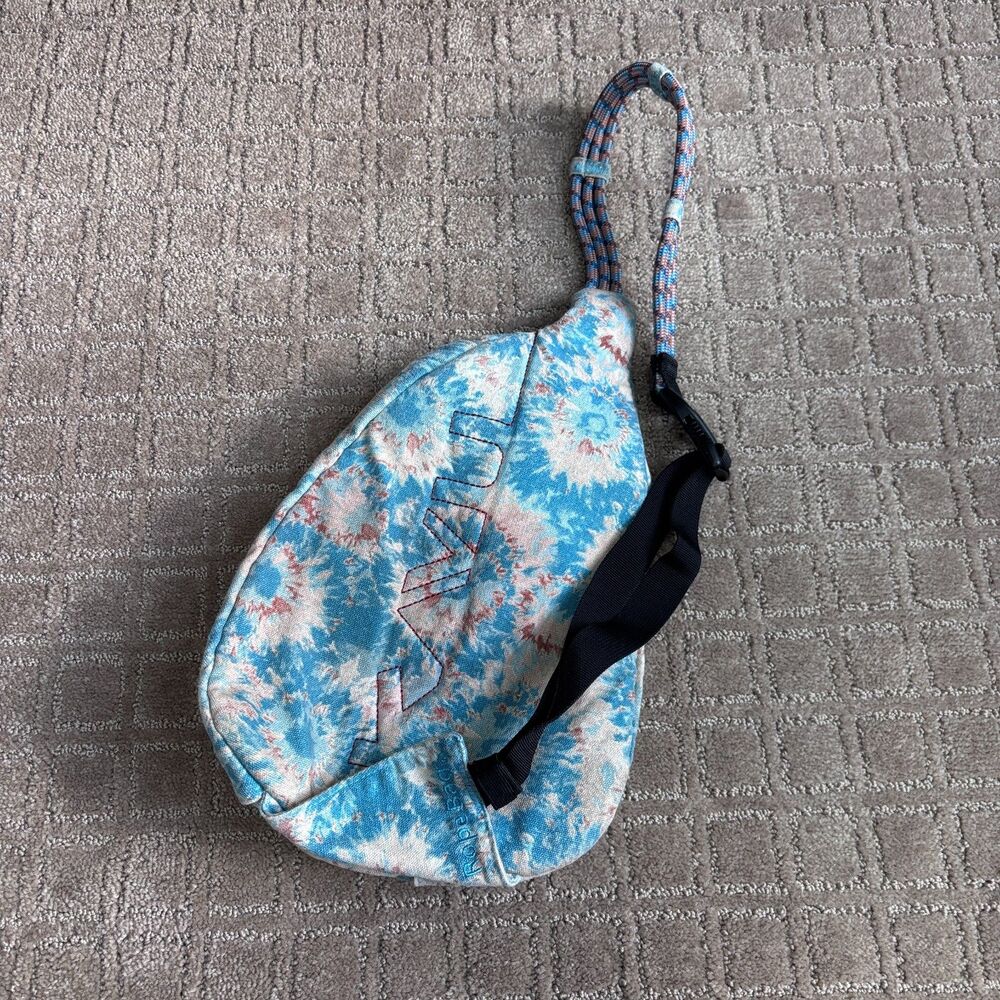 Kavu Mini Rope Bag Sling Medium-size Backpack Blue Ink Burst Hike Camp Outdoors - Picture 5 of 8